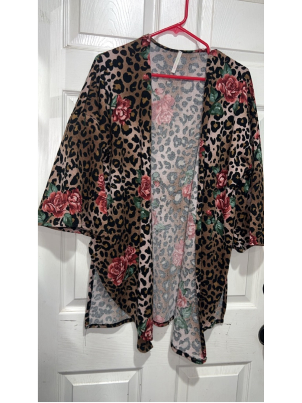 Women's Lounge n Chili Brown Leopard Floral Kimono Shrug S